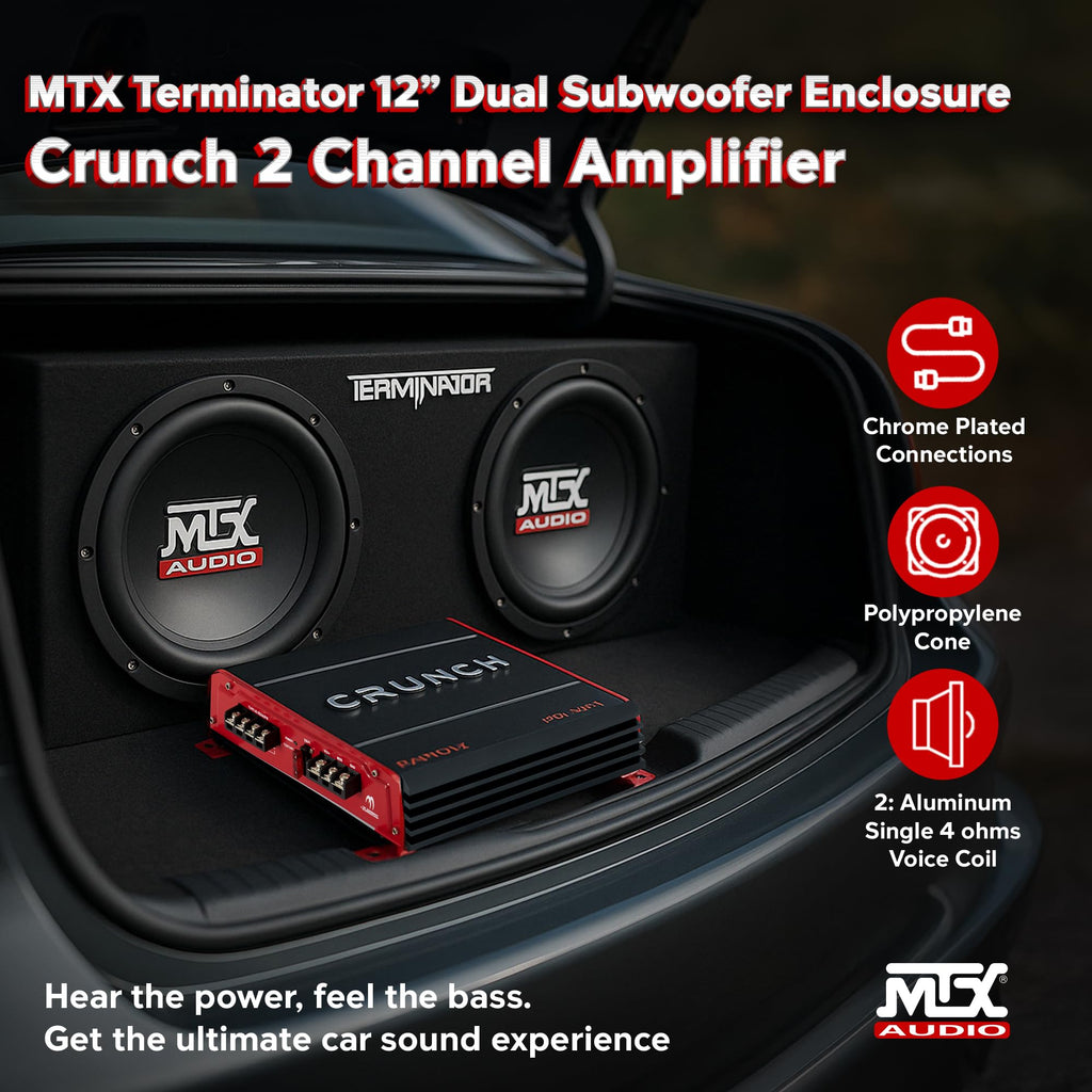 1000 Watt 2 Channel Amplifier with 12 Inch Subwoofer Enclosure G876