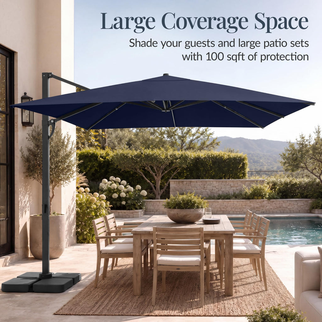 10x10ft Cantilever Patio Umbrella with 260 GSM Canopy and Aluminum Frame A211807