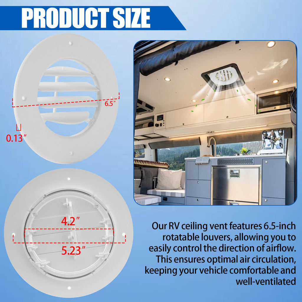 6.5" White RV Ceiling Vent Covers 5-Pack I838