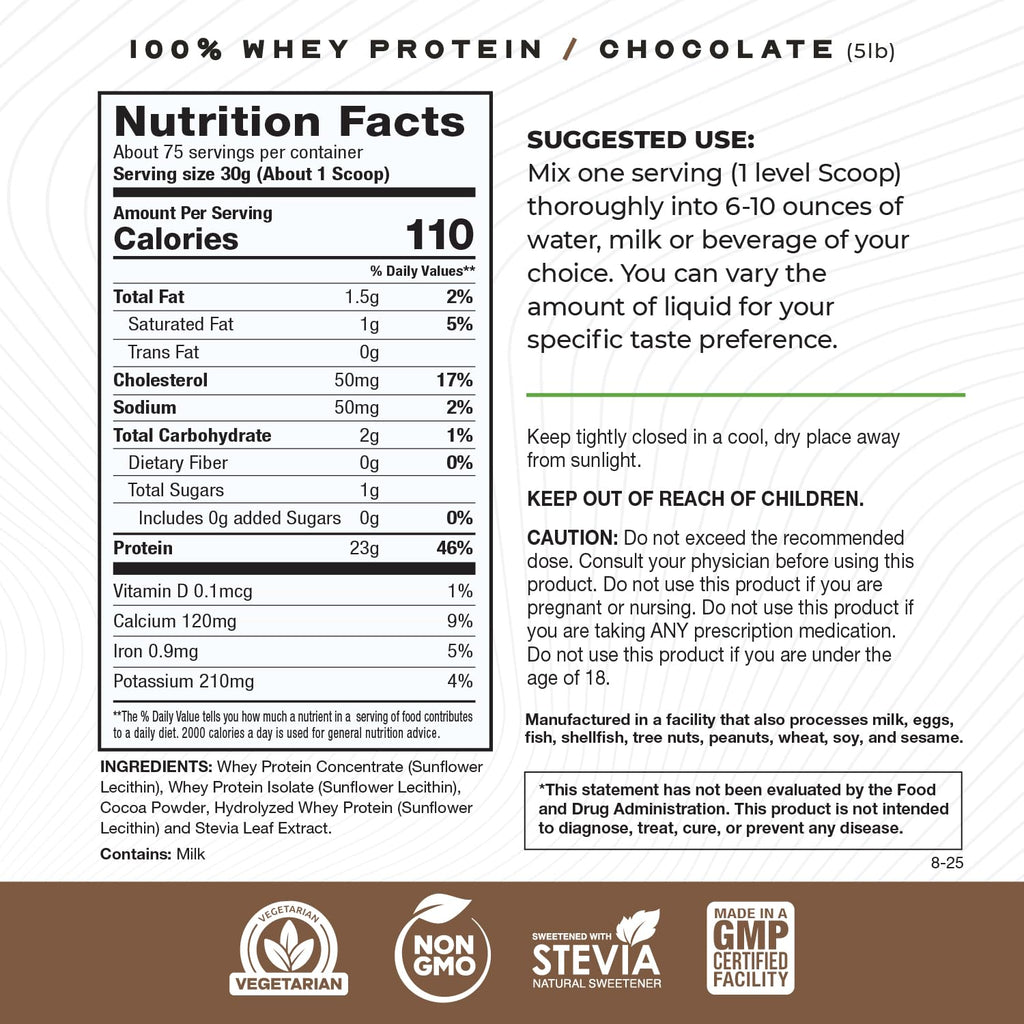 Grass Fed Whey Protein Powder Blend, Chocolate (5lb) Q987602