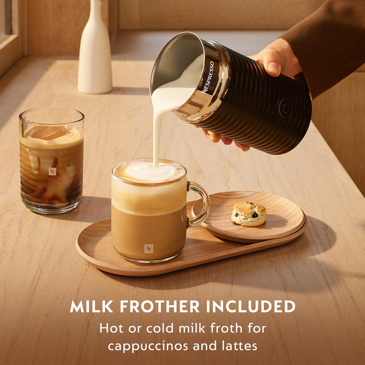 Ink Black Coffee and Espresso Maker with Milk Frother O540757