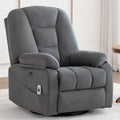 Velvet Grey Power Swivel Rocker Recliner with Massage and Heat Y81670
