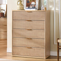 Fluted 5 Drawers Natural Wood Dresser N1056