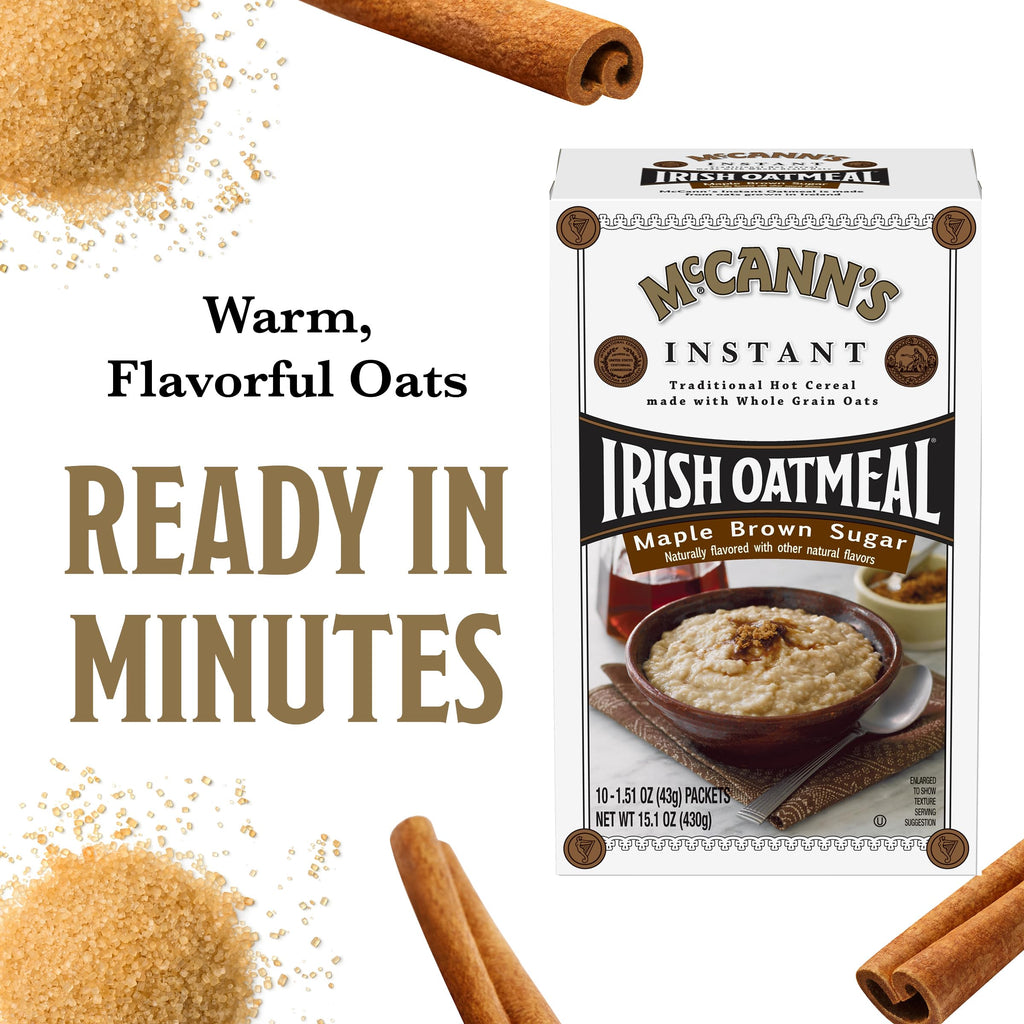 Instant Irish Oatmeal, Maple & Brown Sugar, 10 Packets L7249