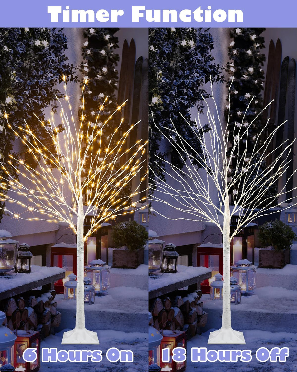 4 FT Lighted Artificial White Birch Tree with 432 LED Timer E612561