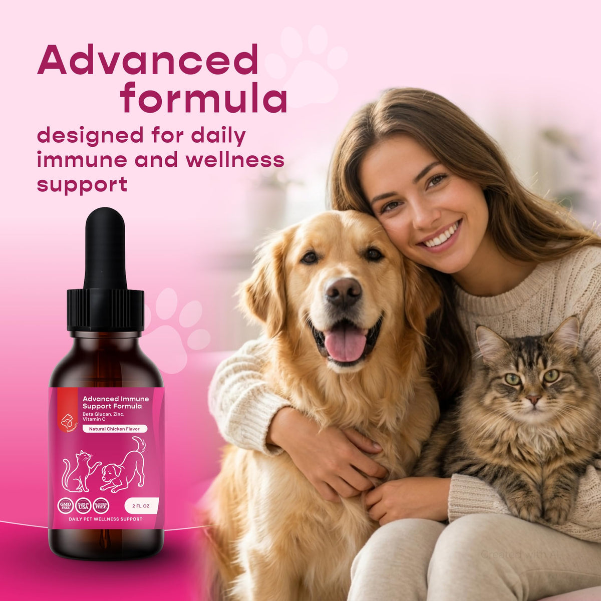 Liquid Pet Supplement with Astragalus, Elderberry, Echinacea & Beta Glucan, 2 fl oz P940464
