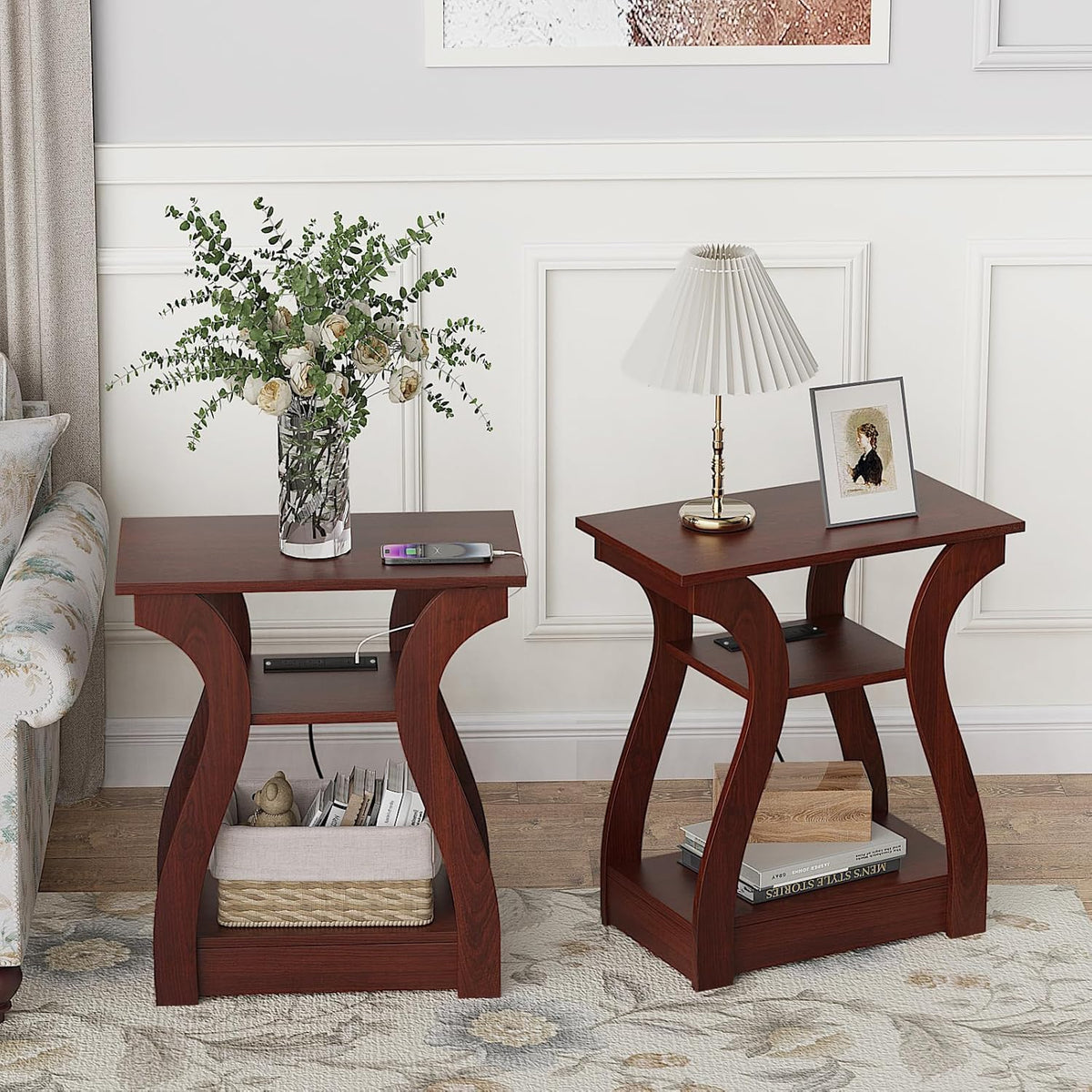 3 Tier End Table with Charging Station J44999