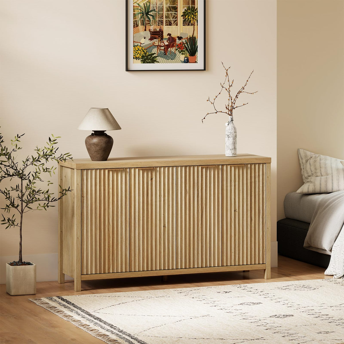 56" Golden Oak Buffet Cabinet Y841063
