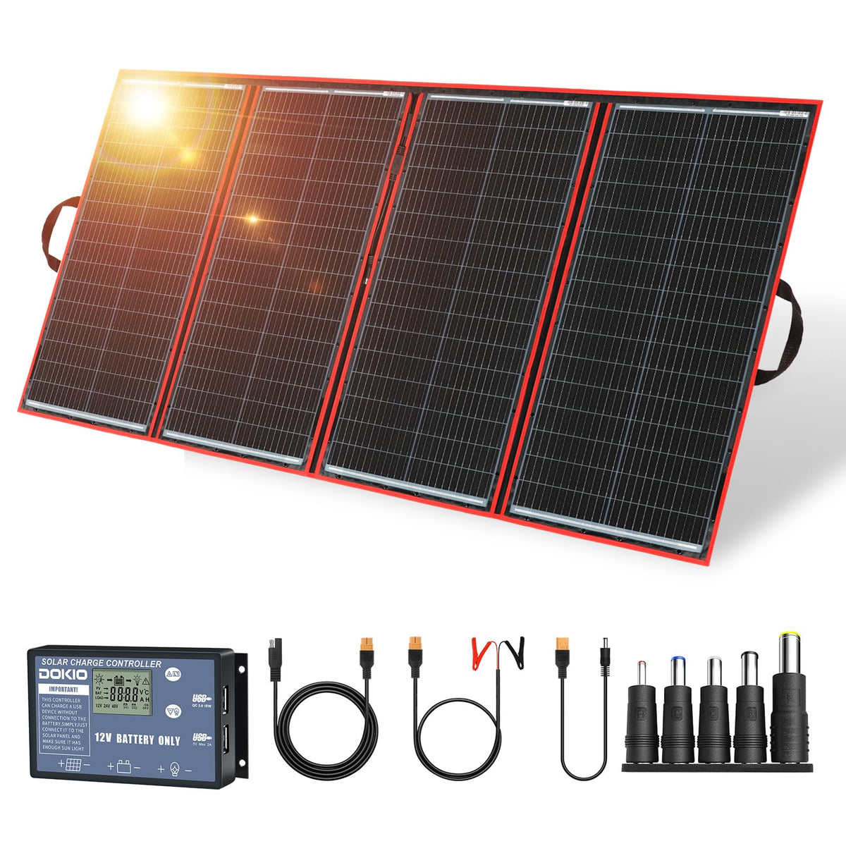 300W Foldable Solar Panel Kit with PWM Controller and USB Ports G556581