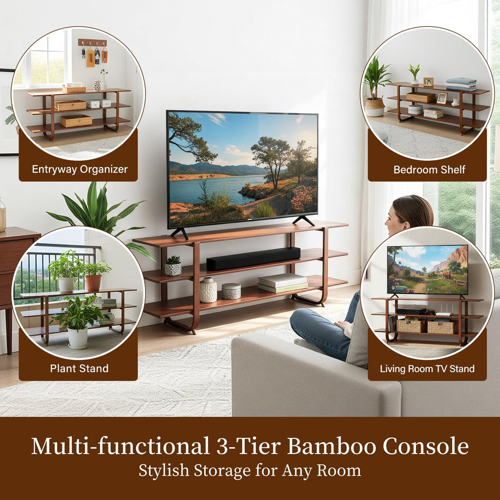 Walnut 65 Inch 3-Tier TV Stand E589460