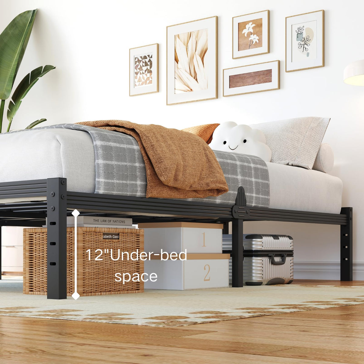 14 Inch Metal Platform Full Bed Frame with Storage W516