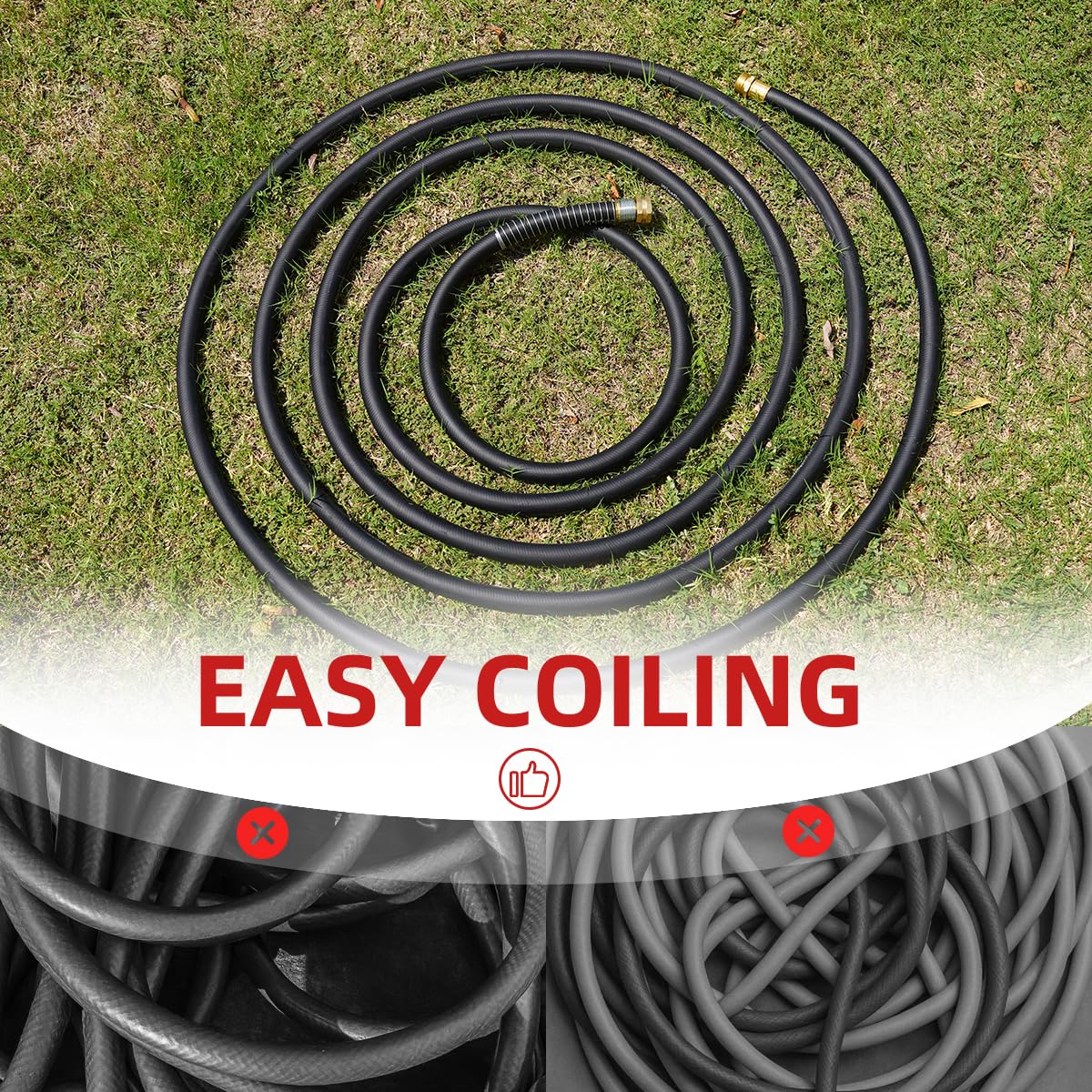 50FT Heavy Duty Rubber Garden Hose D8813