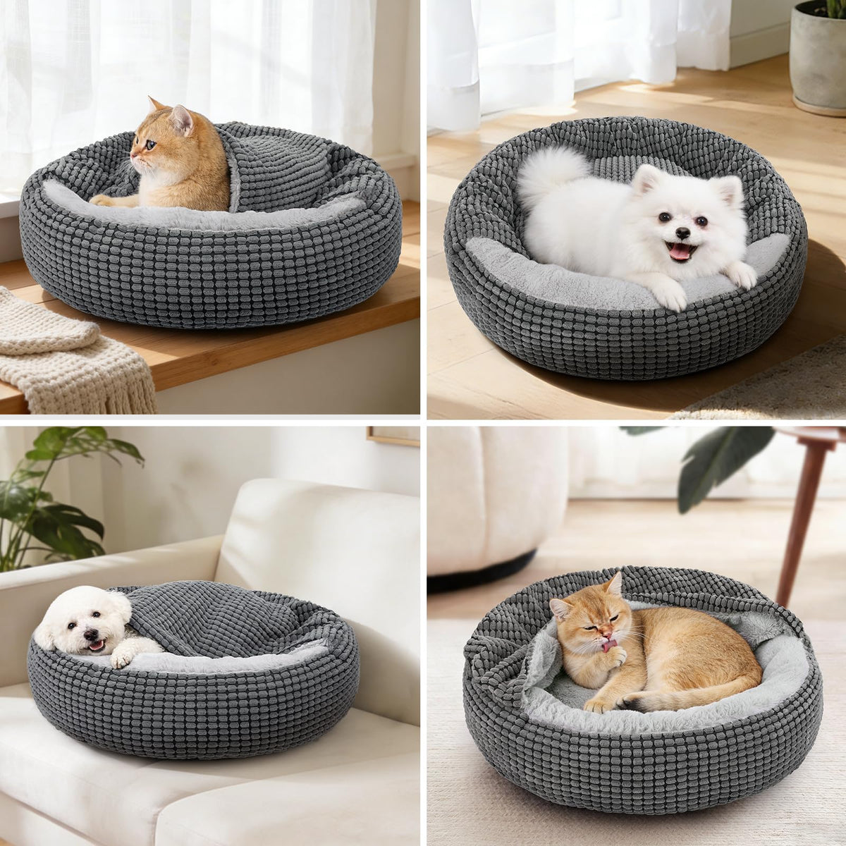 Small Dog Bed with Attached Blanket, 23inch R1040