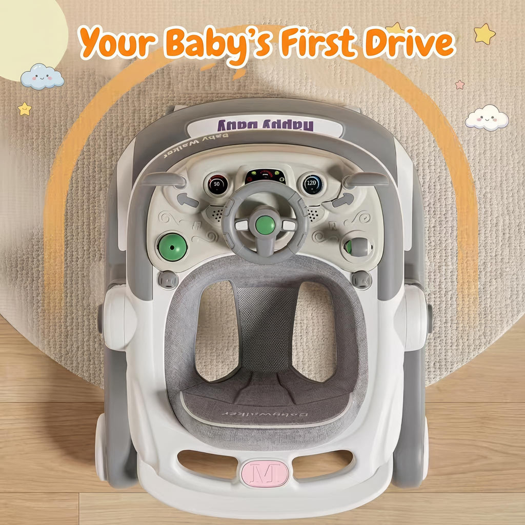 Foldable Baby Walker with Wheels and Bouncing Foot Mat N97664