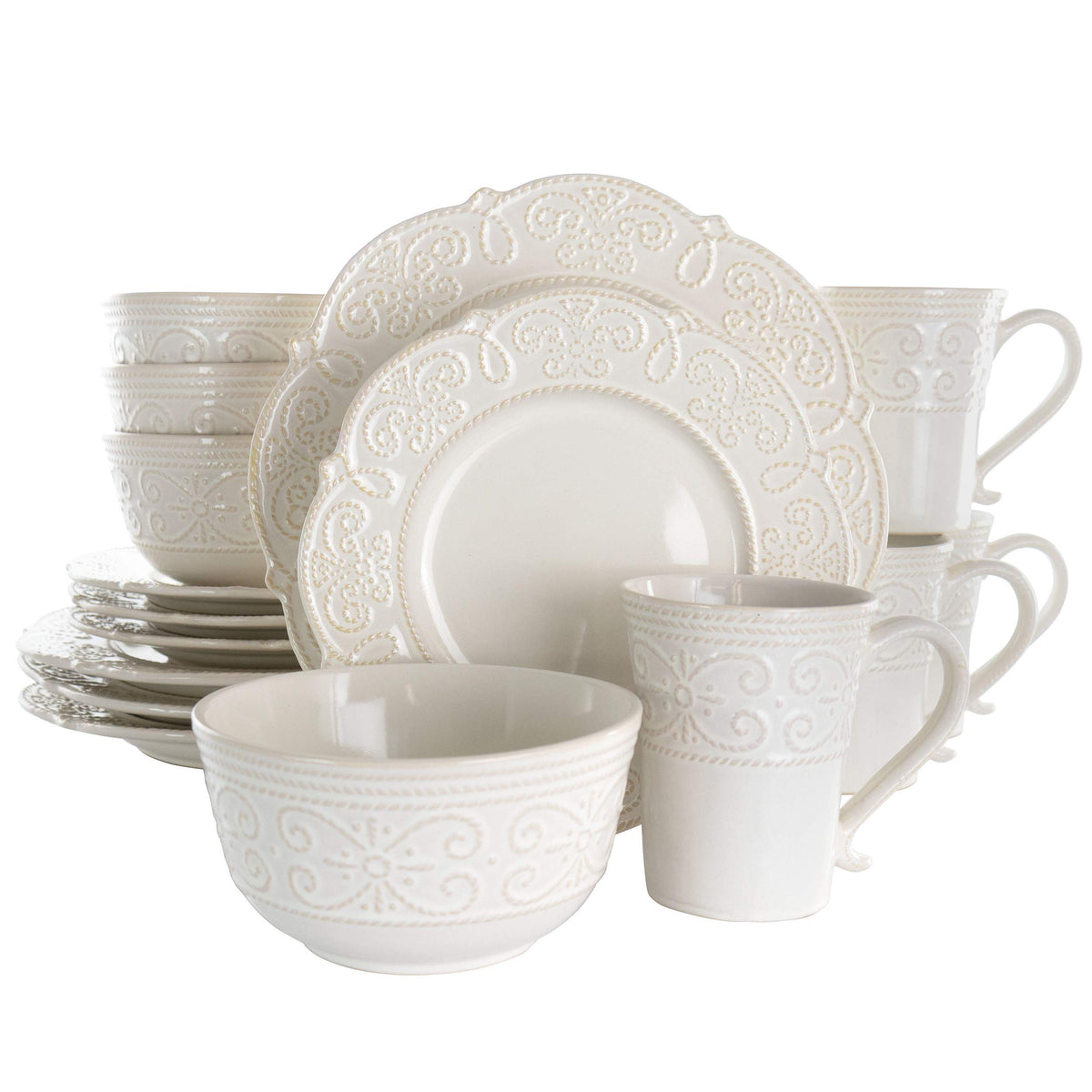 Round Stoneware 16 Piece Dish Set N752