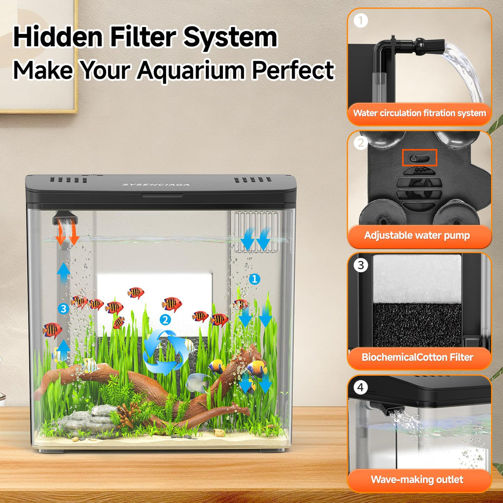 1 Gallon Acrylic Fish Tank Kit with Filter and Light R920254