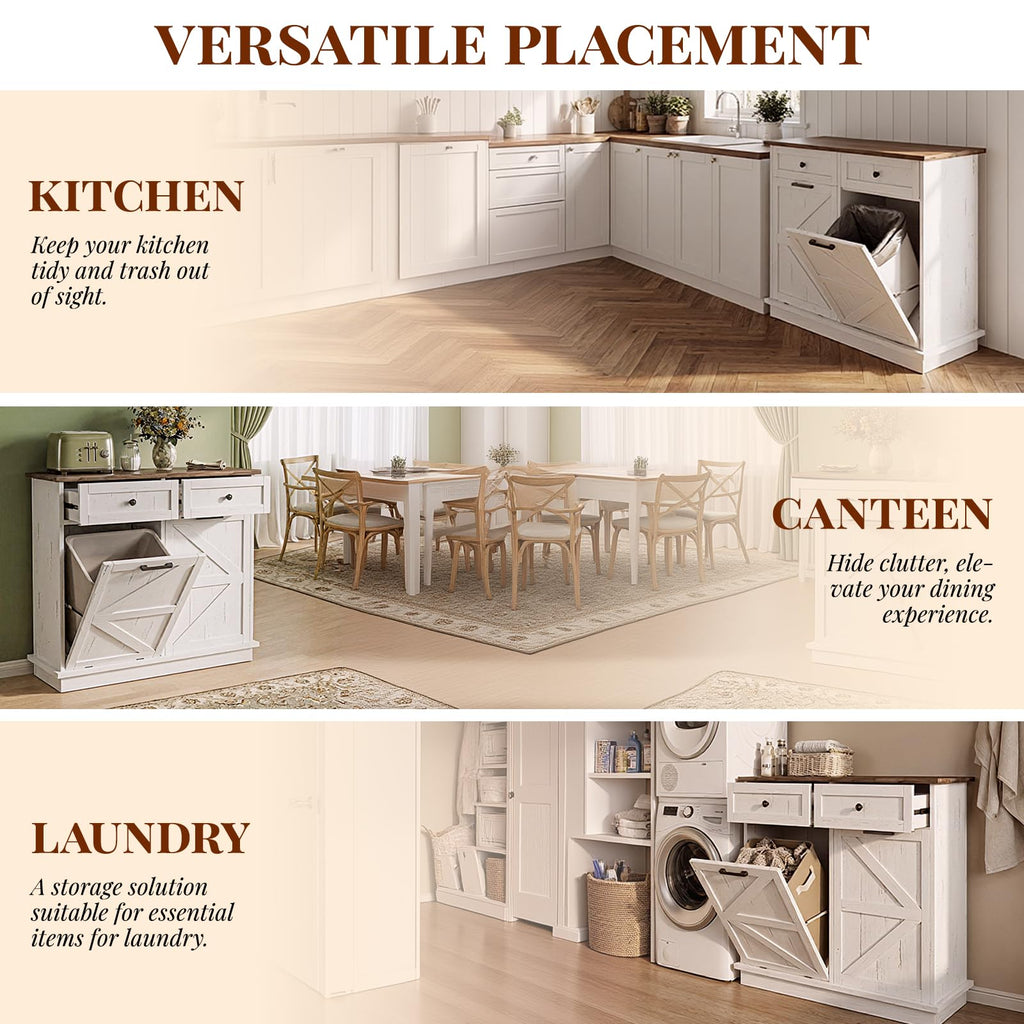 White 20 Gallon Tilt Out Trash Can Cabinet F548897