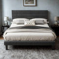 Queen Size Linen Fabric Upholstered Platform Bed Frame Z80432