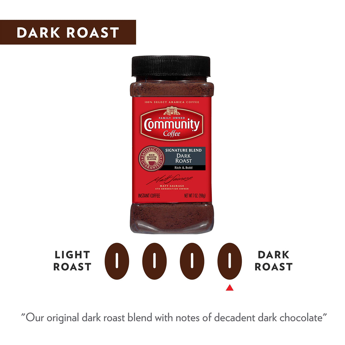Dark Roast Instant Coffee 7 Ounce Jar Pack of 4 C18444