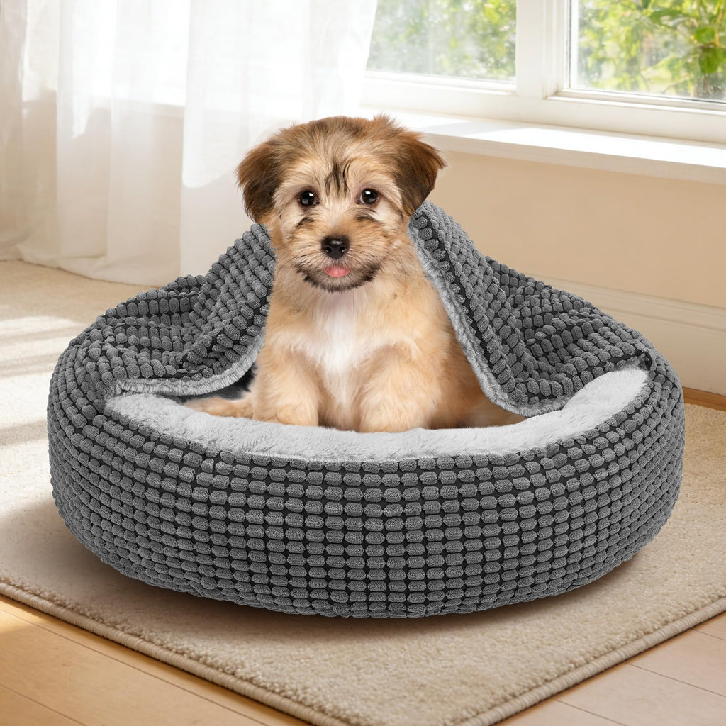 Small Dog Bed with Attached Blanket, 23inch R1040