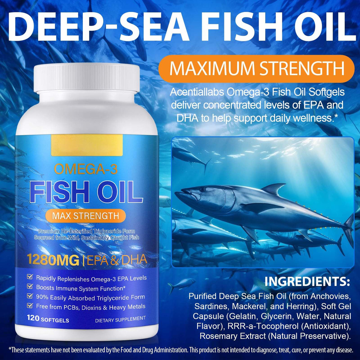 Fish Oil Omega 3 Softgels 120 Softgels W892611