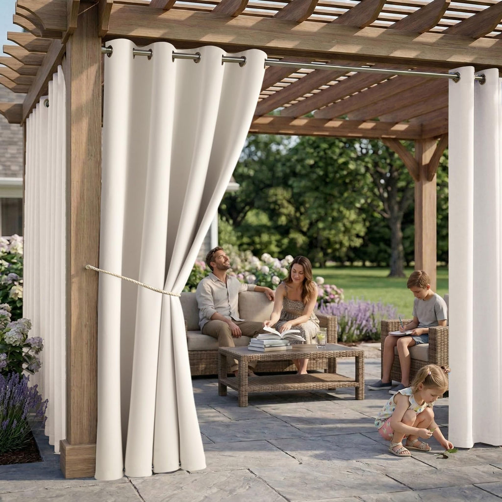 W52 x L108 Weather-resistant Grommet Top Curtains (2 Panels) Y77555