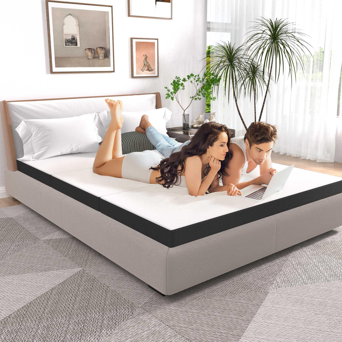 Tri-Fold Gel Memory Foam Mattress with Washable Cover, 3 Inch Queen Z527418