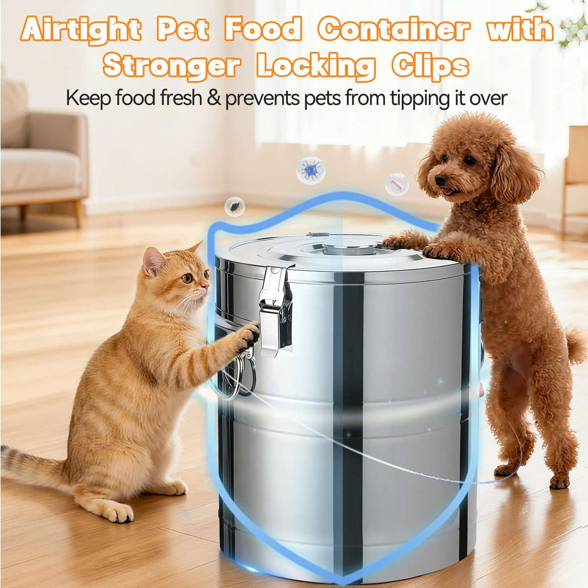 40lb Airtight Stainless Steel Dog Food Storage Container B836