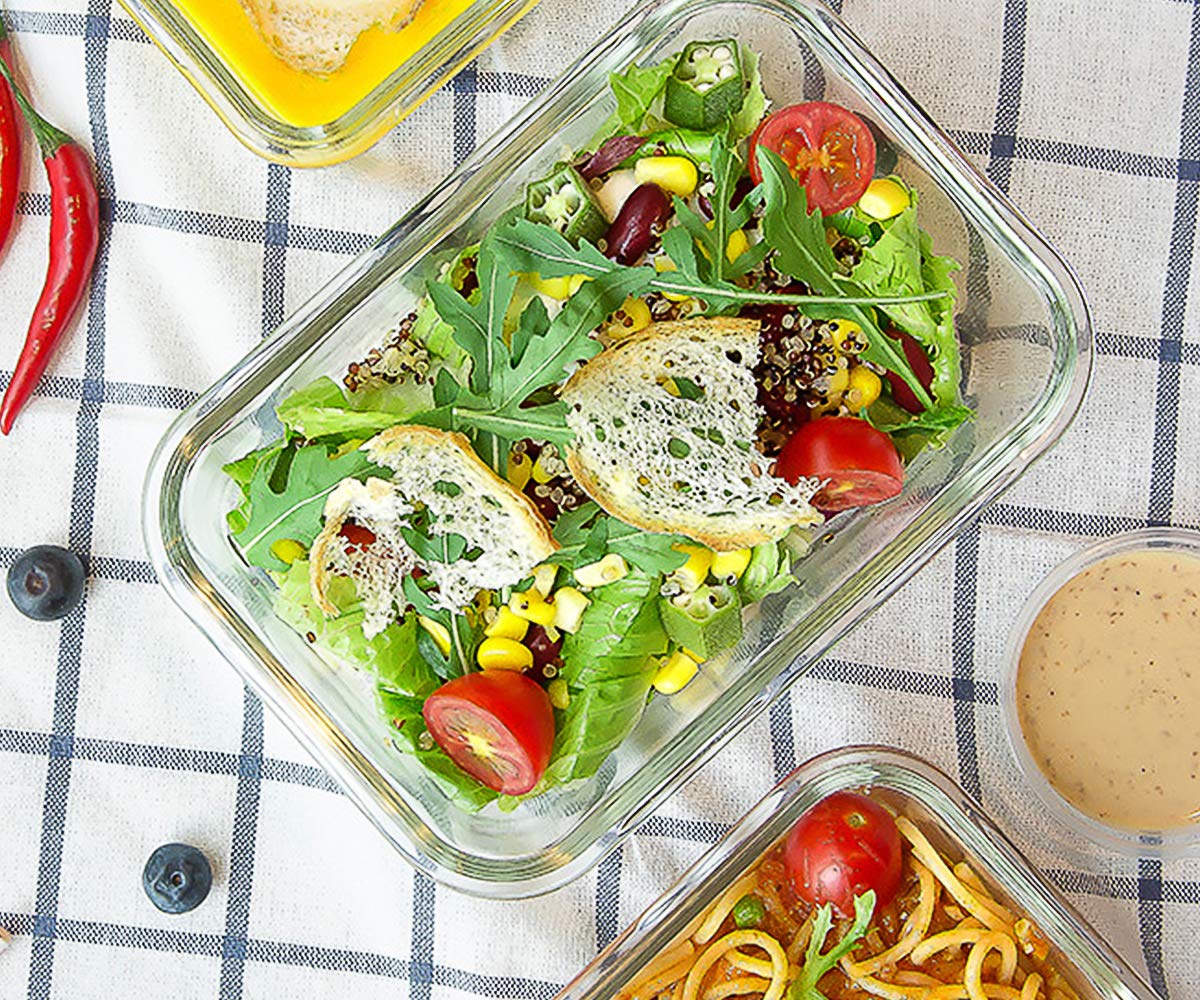 30 oz Glass Food Storage Containers with Lids V356380
