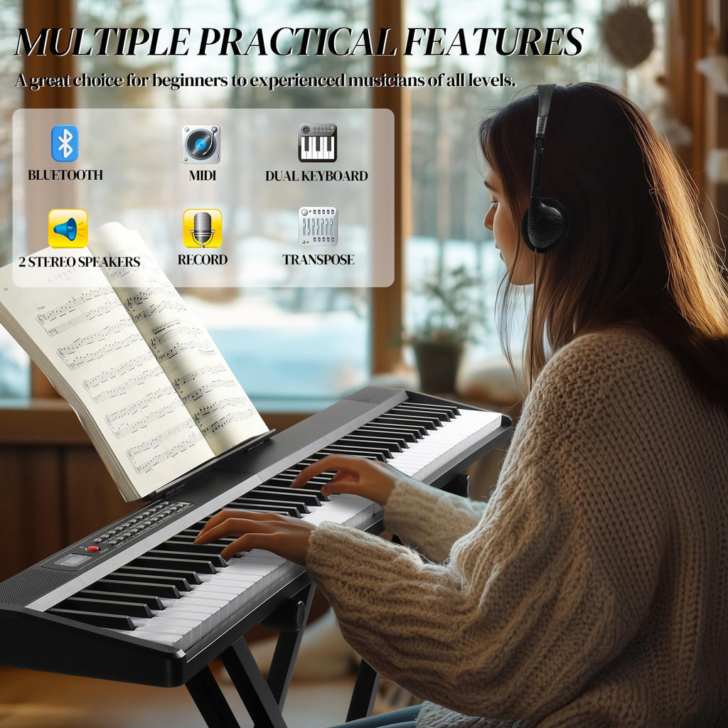 88 Key Foldable Electronic Keyboard Piano with Stand H626