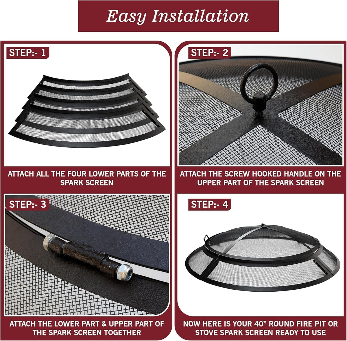 40 Inch Round Heavy Duty Fire Pit Screen E6381