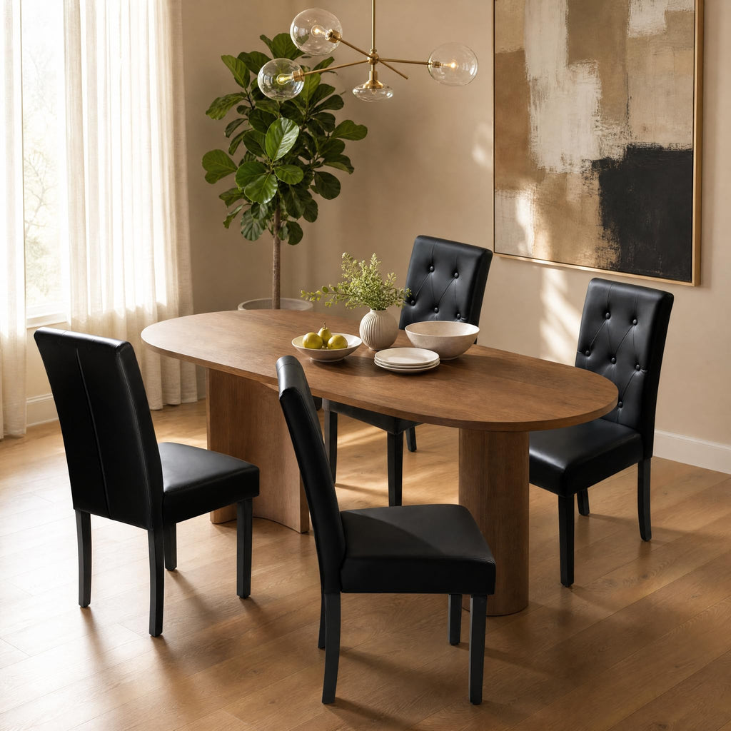 Upholstered Dining Chairs Set of 2 PU Leather Button Tufted K3526