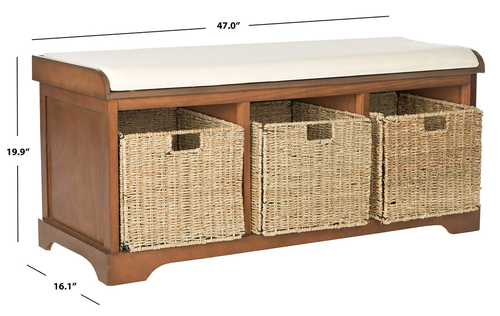 Brown Solid Wood Storage Bench I66493