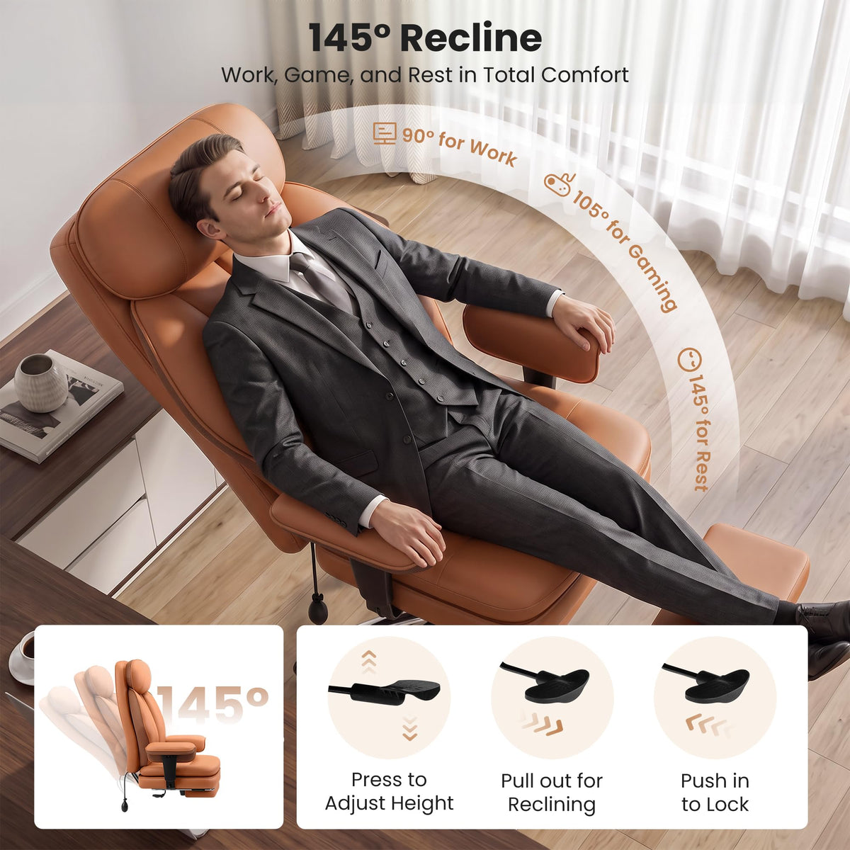 Big and Tall Office Chair with Inflatable Lumbar Support B509
