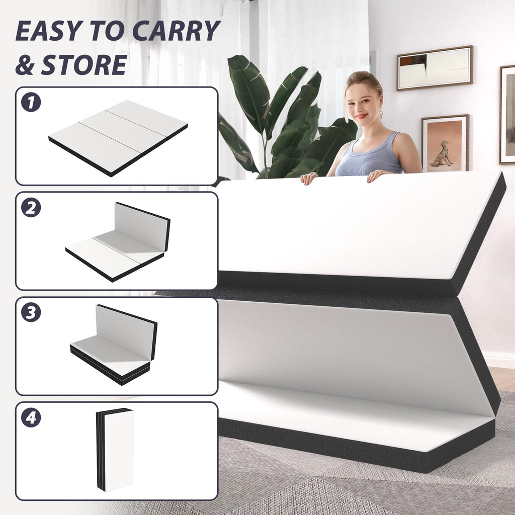 Tri-Fold Gel Memory Foam Mattress with Washable Cover, 3 Inch Queen Z527418