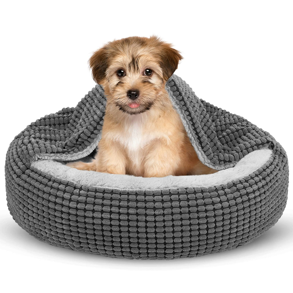 Small Dog Bed with Attached Blanket, 23inch R1040