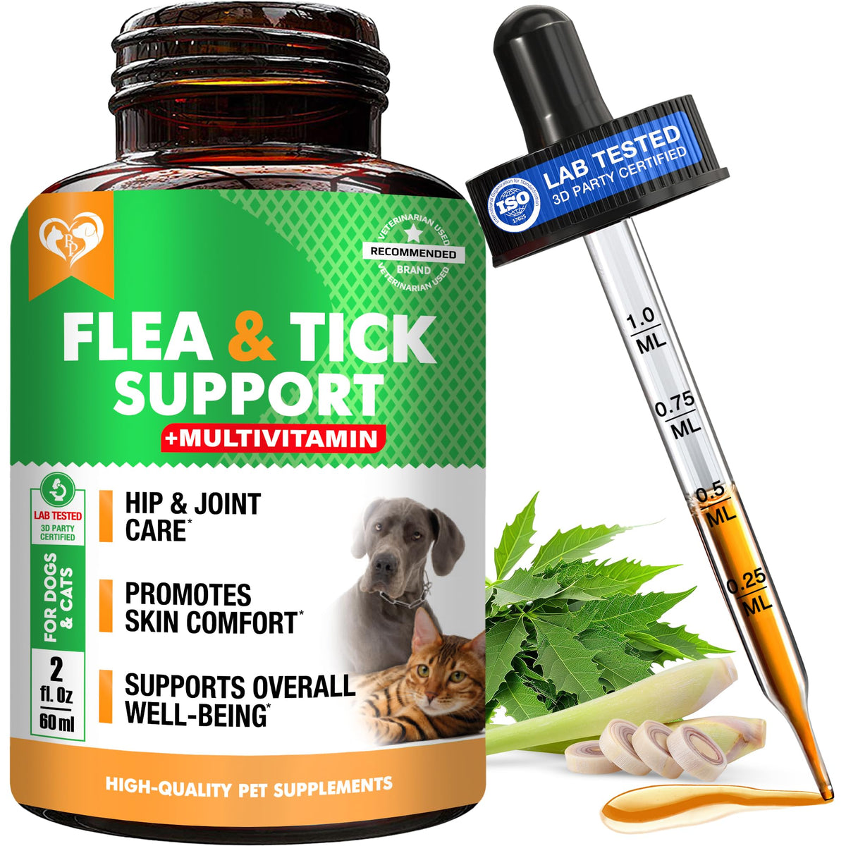Natural Flea & Tick Prevention Drops for Dogs and Cats G584