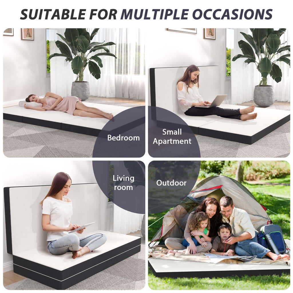 Tri-Fold Gel Memory Foam Mattress with Washable Cover, 3 Inch Queen Z527418