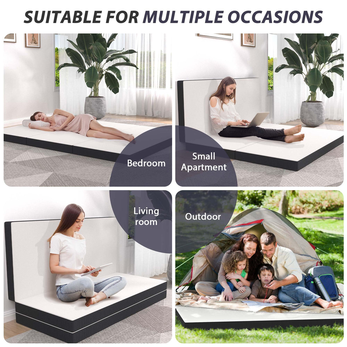 Tri-Fold Gel Memory Foam Mattress with Washable Cover, 3 Inch Queen Z527418