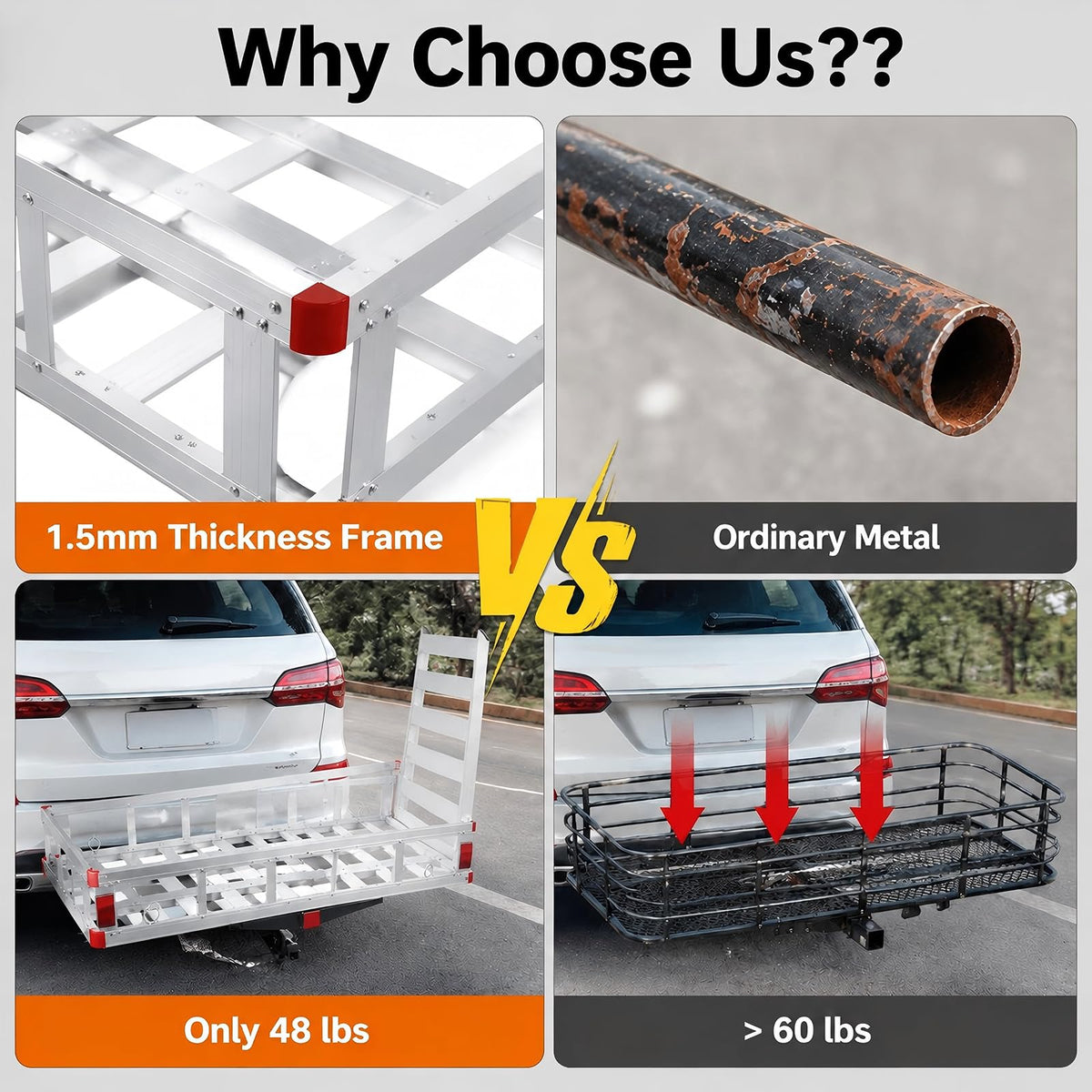 Aluminum Hitch Cargo Carrier with 27.5 in Folding Ramp U561