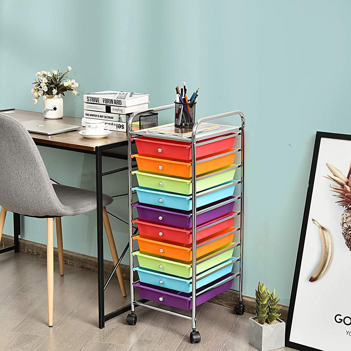 10 Drawer Rolling Storage Cart with Wheels L218