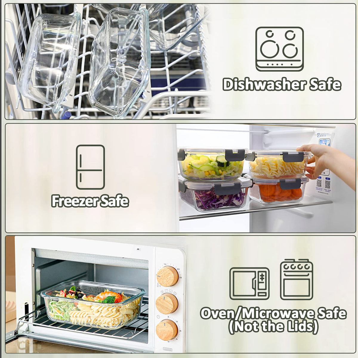 30 oz Glass Food Storage Containers with Lids V356380