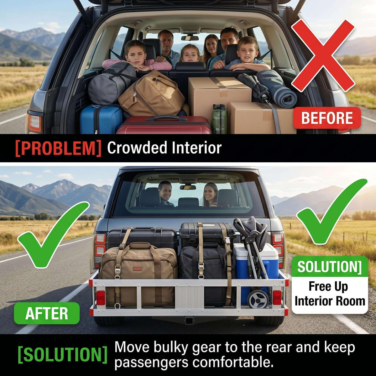 Aluminum Hitch Cargo Carrier with 27.5 in Folding Ramp U561