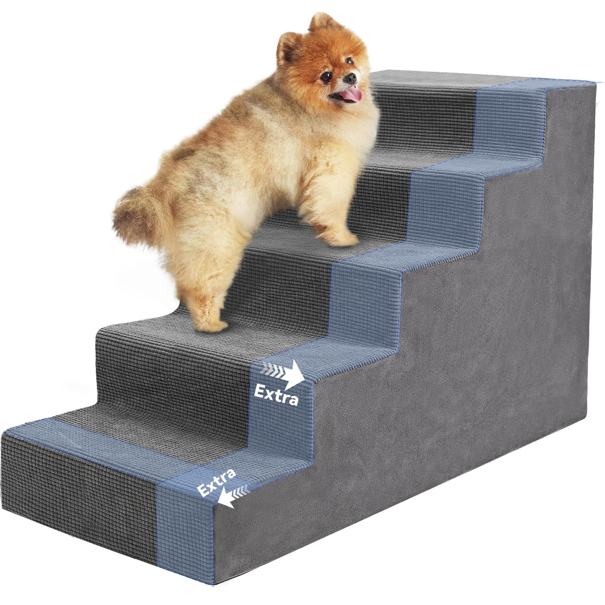 23”H Grey 5 Steps Non-Slip Foam Pet Stairs L571