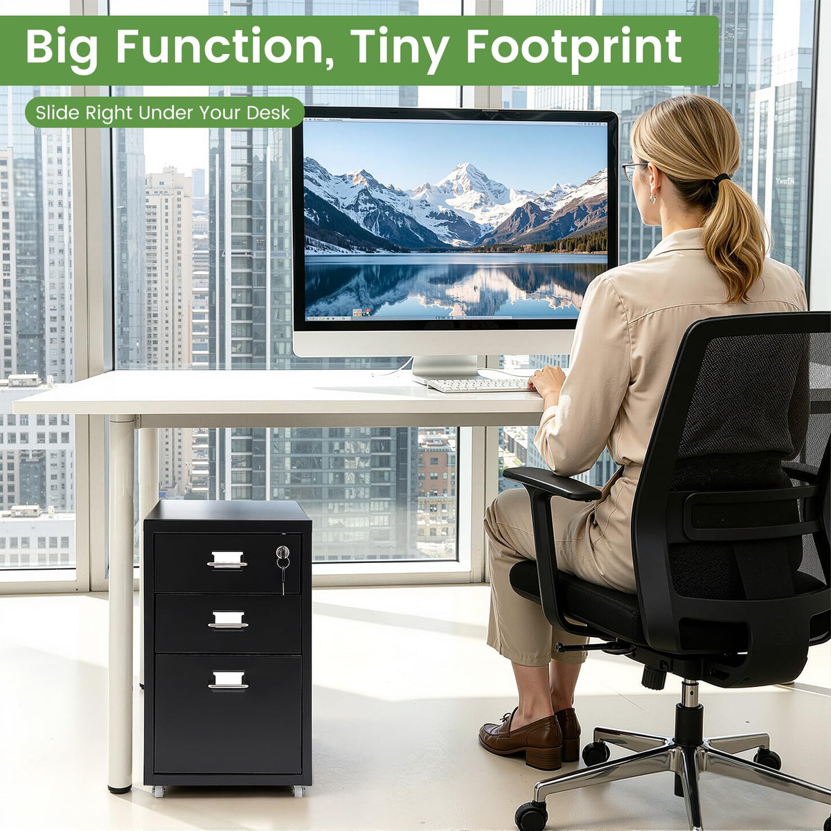 Black 3-Drawer Metal File Cabinet N765253