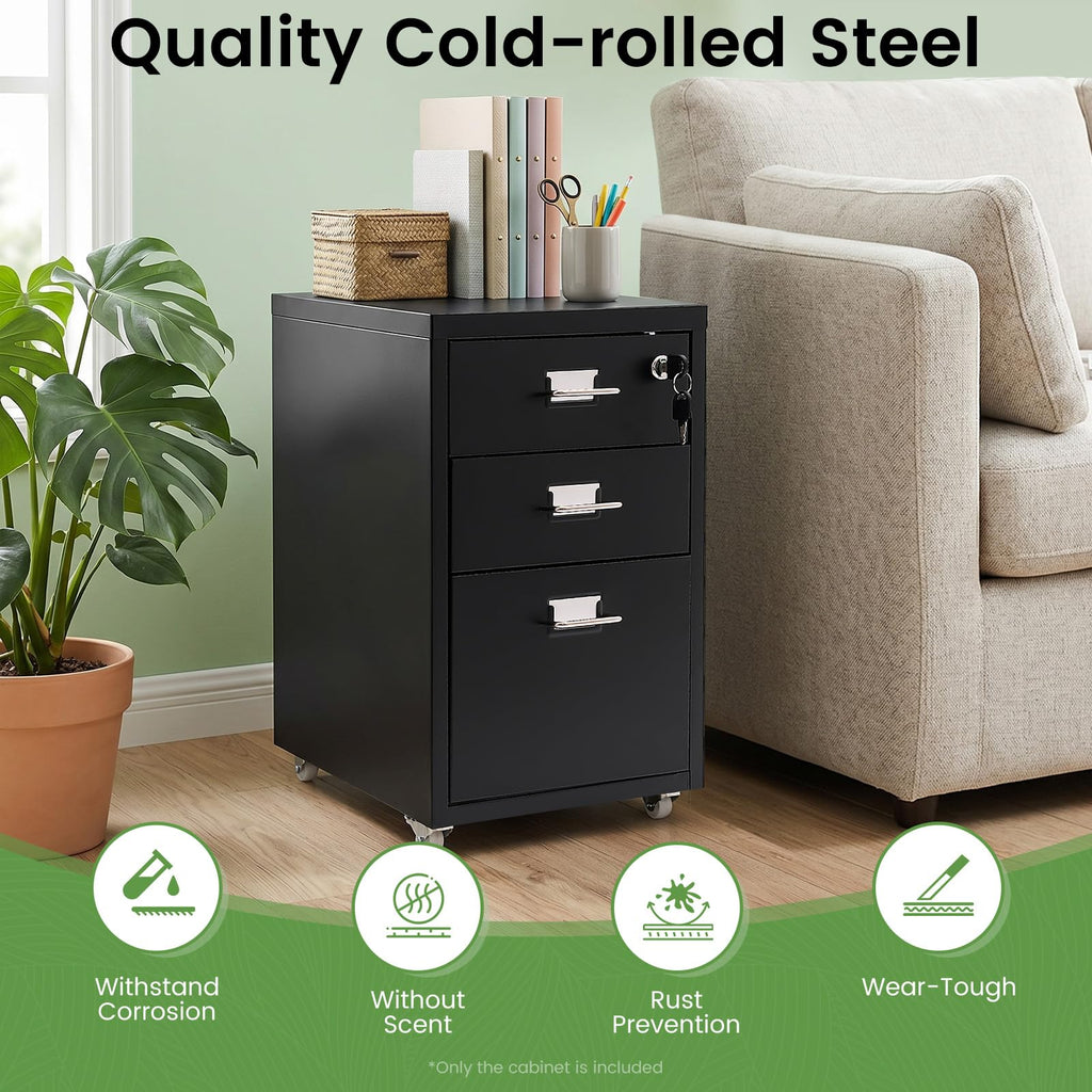Black 3-Drawer Metal File Cabinet N765253