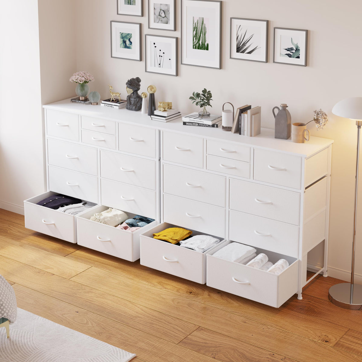 White 10 Drawer Fabric Dresser K799516