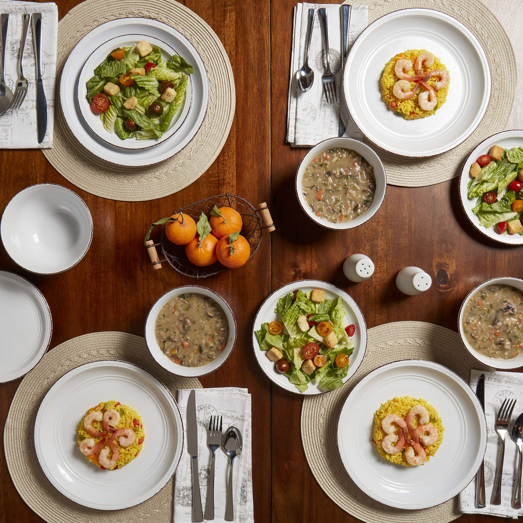 White 12 Piece Stoneware Dinnerware Set Q550