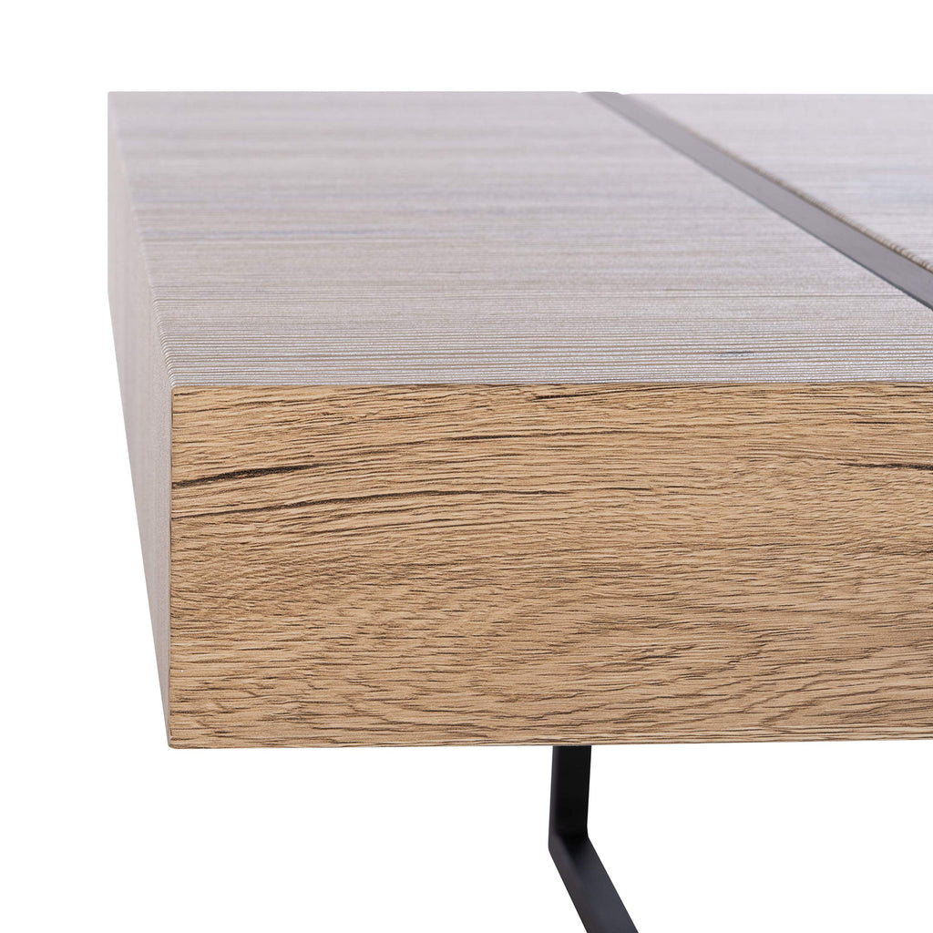 Rectangular Wood Top Black Metal Base Coffee Table W831