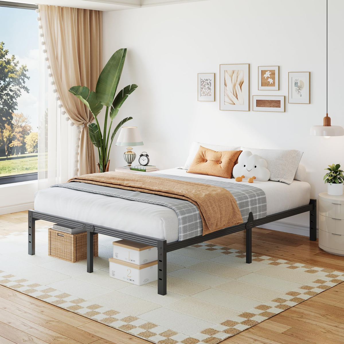 14 Inch Metal Platform Full Bed Frame with Storage W516